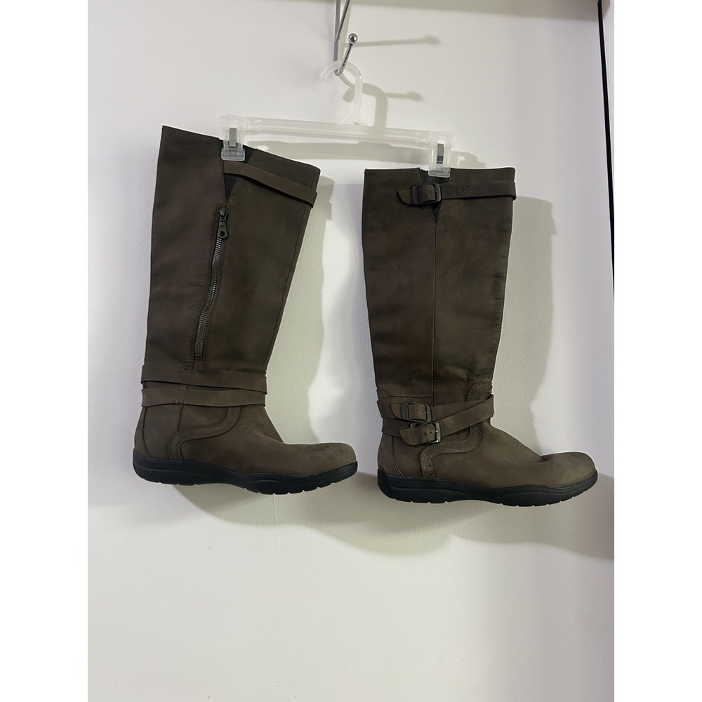 Columbia Boots Women's Brown Leather Waterproof Knee High Jessa Riding Pull On 8 - Picture 5 of 13